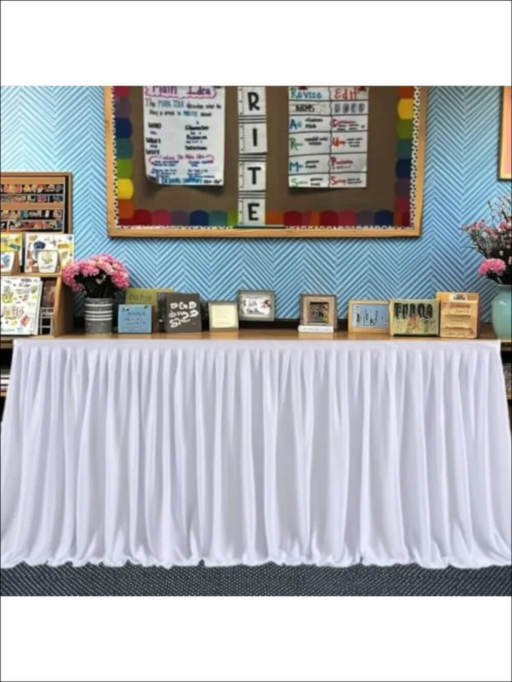 Wrinkle Resistant Polyester Pleated Ruffle Table Skirt for Banquet Wedding